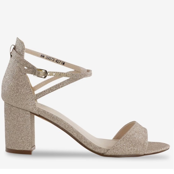 BENJAMIN walk touch Ups Women's Gold Sparkle  Heeled Sandal, Size 7.5 - Picture 3 of 10